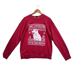 I Want A Hippopotamus For Christmas Feo Navidad Suéter Divertido Rojo XMas talla M - Imagen 1 de 3