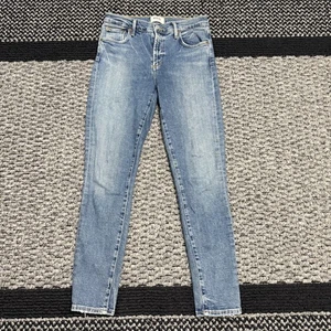 Agolde Jeans Womens 28 Blue Sophie Skinny Mid Rise Distressed Raw Hem Denim - Picture 1 of 7