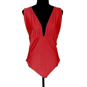 J. CREW Ausschnitt V-Ausschnitt Einteiler Badeanzug rot Arroyo breite Träger Übergröße 16 - Bild 1 von 14