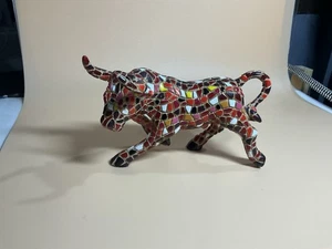 Figura Toro Mosaico Español España Toro Rojo Escultura Estatuilla Matador - Imagen 1 de 7