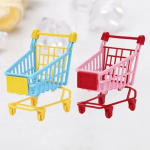 2 Pcs Simulated Hand-push Shopping Cart Mini Toy Simulation Trolley - Picture 1 of 12