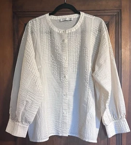 Masai Copenhagen Bluse Seersucker Knopfleiste W XXL Rundhals Langarm - Bild 1 von 8