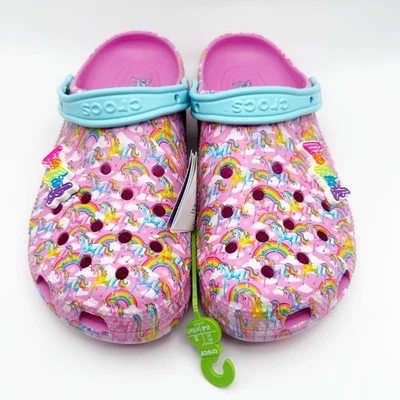 Lisa Frank X Crocs Clogs Rainbow Unicorn Limited Edition Charm Pink M11 W12 - Image 1 of 4