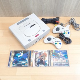 Sega Saturn console Japan white bundle with 3 games & 2 controllers tested works