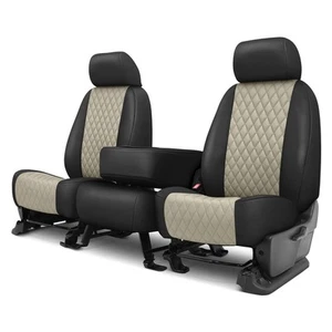 For Toyota Tacoma 05-11 Seat Cover Faux Leather Diamond Shield Quilted 1st Row - Picture 1 of 2