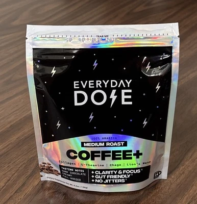 Everyday Dose Mushroom Coffee + Medium Roast Collagen Protein Nootropics Focus