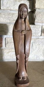 Wooden Hand Carved Virgin Mary Madonna Figure Statue - 10” Tall Simplistic - Picture 1 of 6