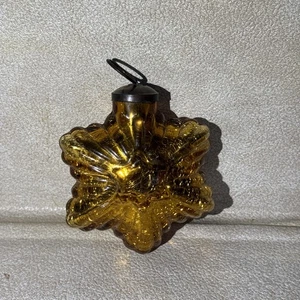 Kugel Style 4" Gold Snowflake Star Crackle Mercury Glass Christmas Ornament - Picture 1 of 7