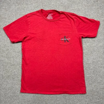 Camiseta Jeans Calvin Klein Juvenil Talla L Roja Manga Corta Bolsillo Camiseta Niños Informal Foto 1 de 4