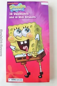 SPONGEBOB SQUAREPANTS Valentines Day 16 Cards 16 Mini Erasers Classroom Exchange - Picture 1 of 2