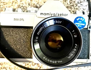 Vintage Mamiya Sekor 500 DTL Camera 50mm Lens w/Box & Documents - EXCELLENT - Picture 1 of 11
