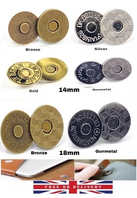 HAWK OF LONDON 18/14MM SLIM MAGNETIC BUTTON FASTENERS LEATHER CRAFT PURSE HAT BAG VARIOUS QNT