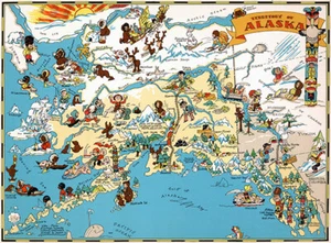 Alaska - 1935 - Pictorial Map Poster - Picture 1 of 1
