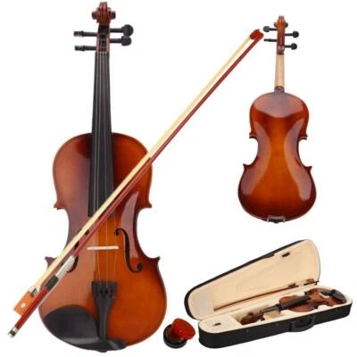 1/4 Size Acoustic Violin + Case + Bow + Rosin Natural for Beginner Student New