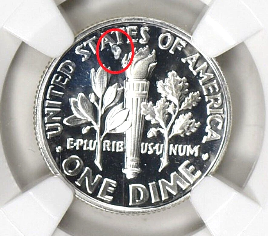 2000-S Reverse Struck Thru NGC PF69 UCAM Roosevelt Silver Dime Proof Error - Image 1 of 4
