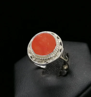 anello donna argento 925 bianco vero corallo rosso Sardegna - Immagine 1 di 4