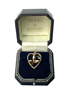 Victorian Art Nouveau Pendant 9ct Gold Heart Shaped Aquamarine Antique Pendant - Picture 1 of 21