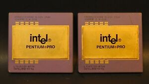 Vintage PAIR Intel Pentium Pro 200mhz CPU Processors GOLD Recovery