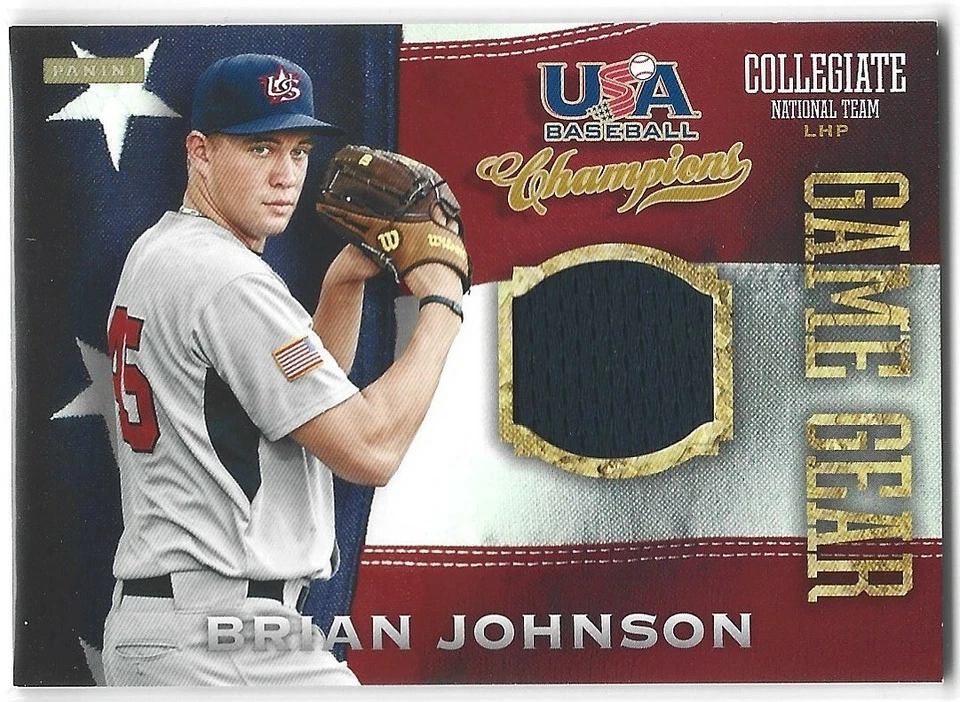 BRIAN JOHNSON 2013 PANINI USA CHAMPIONS COLLEGIATE NATIONAL TEAM JERSEY RED SOX - Image 1 of 1