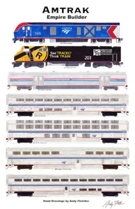 Póster Amtrak Empire Builder 11"x17" firmado por Andy Fletcher - Imagen 1 de 1