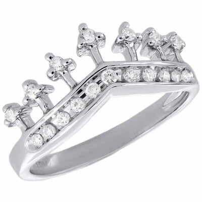 10K White Gold Round Diamond Ring Channel Set Fashion Curved Crown Band 0.20 Ct. - Image 1 of 4