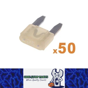 50 x 25amp Mini Blade Fuses White Clear Wedge Fuses 50pc Pack BULK BUY - Picture 1 of 1
