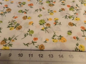 1 1/4YD" X 44" VINTAGE COLORFUL FLORAL /YELLOW BG NEW COTTON  #8838 - Picture 1 of 2