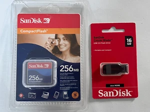 SCANDISK 256MB COMPACT FLASH & 16GB CRUZER BLADE FLASH DRIVE - BNIB - Picture 1 of 5