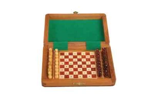 PEG WOODEN Travel Chess Set - 7" x 5" - Picture 1 of 10