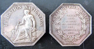 FRANCE-1838- IRRIGATION & NAVIGATION - SILVER JETON -VERY RARE - Picture 1 of 1