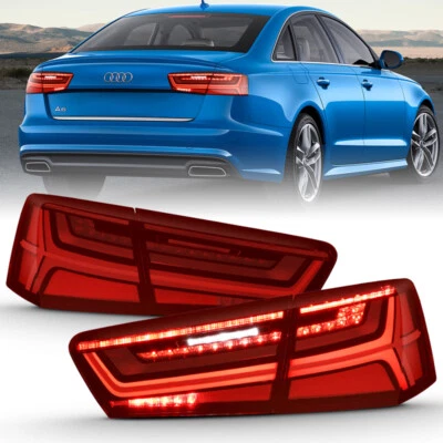Luz trasera LED ANZO para Audi A6 2012-2018 carcasa negra lente roja/transparente 4 piezas Foto 1 de 4