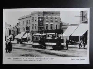 London Tram STEAM TRAM PONDERS END STAMFORD HILL c1880 Pamlin Print Postcard M99 - Picture 1 of 2