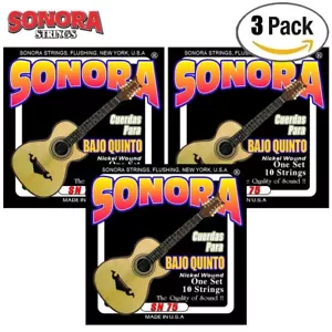 3-PACK Sonora SN75 Cuerdas Para Bajo Quinto Guitar Strings Nickel Wound - Picture 1 of 1
