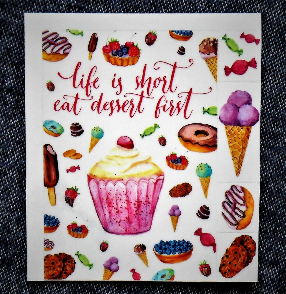 Handy-Sticker "EAT DESSERT FIRST" Smartphone Aufkleber 5-teilig NEU! - Bild 1 von 1