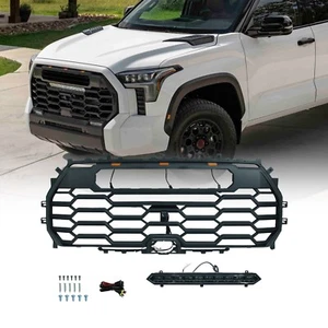 Front Bumper Grill For 2022-2024 Toyota Tundra TRD PRO W/ LED Gloss Black Grille - Picture 1 of 10