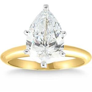 Certified 2.01Ct VS1 Pear Solitaire Diamond Engagement Ring Gold Lab Grown Gold