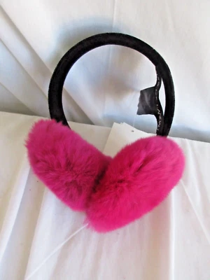 Orejeras fucsia de piel de conejo genuina Adrienne Landau nuevas con etiquetas Foto 1 de 4