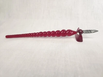 Authentic Models (AM) Hand Blown Dk Red Glass Stylus Calligraphy Pen - Image 1 of 4