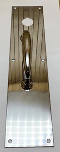 Vtg NOS 1950's Russwin Polished Chrome Door Pull Handle W/ Cyl Hole 15"H x 3.5"W - Picture 1 of 7