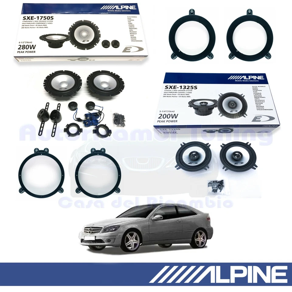 ALPINE SXE1750S+SXE1325S Casse Altoparlanti Ant + Post per MERCEDES CLC (CL203) - Immagine 1 di 4