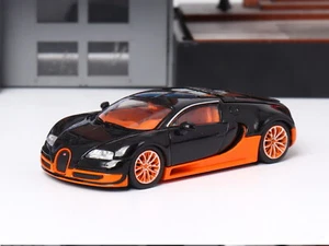 Mortal 1/64 Scale Bugatti Veyron Black/Orange Diecast Car Model Toy Gift - Picture 1 of 6