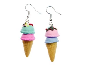 Eis Waffeleis Ohrringe Miniblings Hänger Eiscreme Streuseln Kugeleis 2 Kugeln - Bild 1 von 4