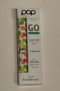 POP SONIC GO TOOTHBRUSH 2 SPEEDS SUPER SOFT NIB Portable Green Pink Dots Style