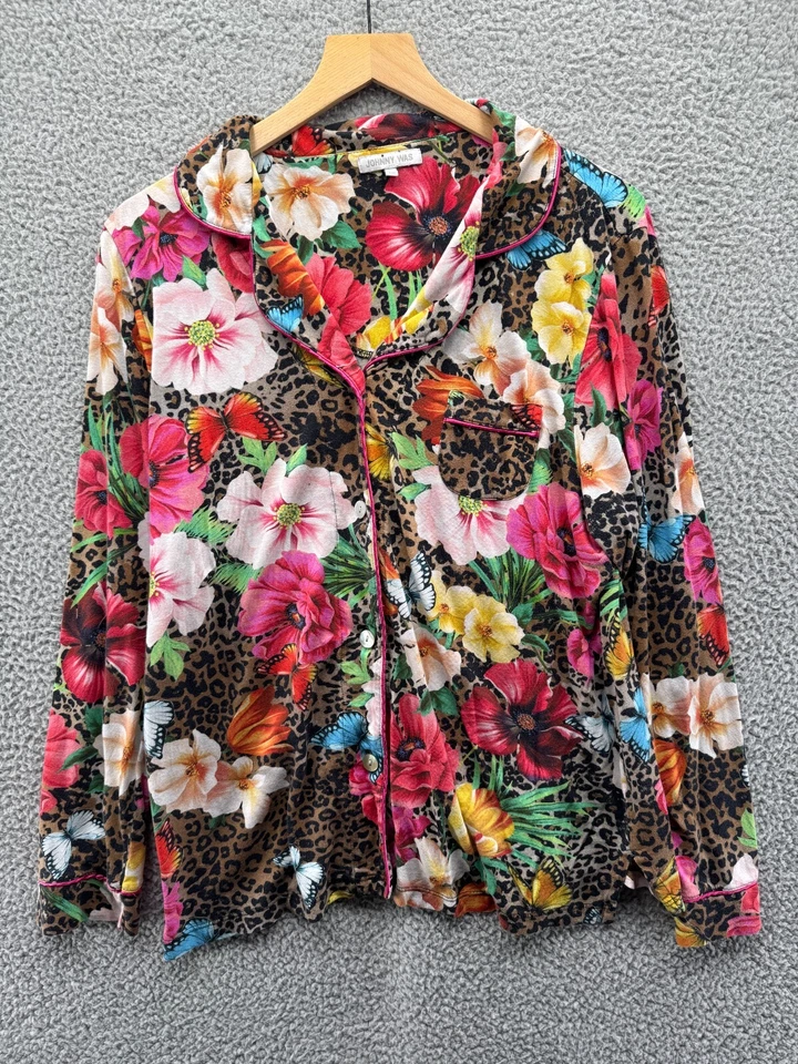 Johnny Was Floral Animal Print Sleep Shirt Womens Large Geometric Flowers - Image 1 of 4