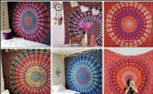 Indian Tapestry Wall Hanging Mandala Hippie Barmeri Sofa Throw Boho Bed Cover UK - Picture 1 of 17