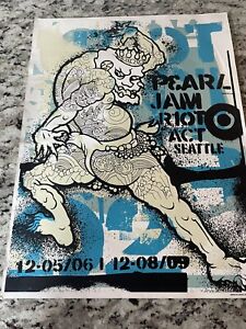 Pearl Jam Riot Act Lithograph Concert Tour Poster 2002 Seattle 17.5” X 23” Ames