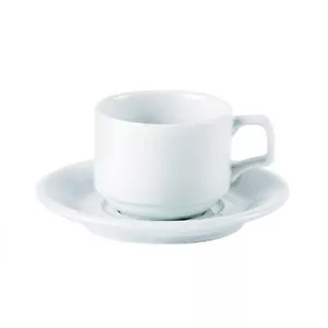 Porcelite 7oz Stacking Cup x 12 Coffee Tea Teacup Catering Restaurant - Picture 1 of 1