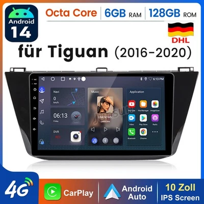VIPlus Autoradio GPS Navi WIFI Für VW Tiguan 2016-2020 6+128GB Android14 Carplay - Bild 1 von 4
