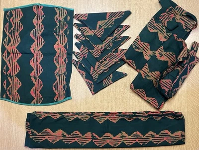 New Vintage Ghana Handmade Batik Table Linen Set 2 His & Hers Aprons Tablecloth - Image 1 of 4