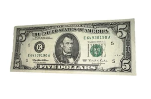 1995 $5 Dollar Bill Federal Reserve E64938190A Circulated Richmond Virginia - Picture 1 of 11